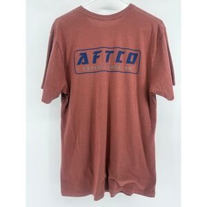 AFTCO American Fishing Tackle Co Mens Short Sleeve T Shirt Medium Red Fishing